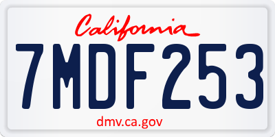 CA license plate 7MDF253