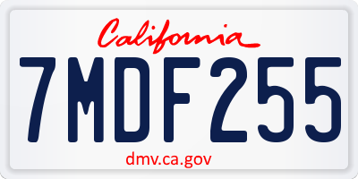 CA license plate 7MDF255