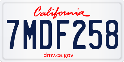 CA license plate 7MDF258