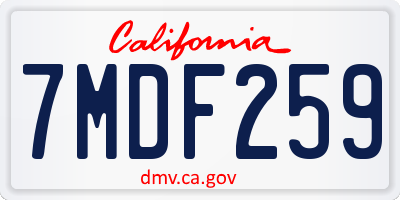 CA license plate 7MDF259