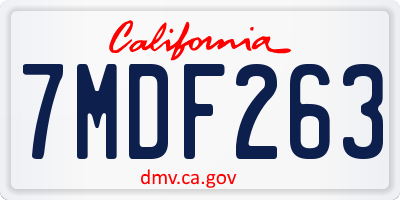 CA license plate 7MDF263