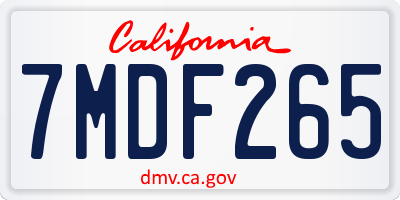 CA license plate 7MDF265