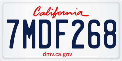 CA license plate 7MDF268