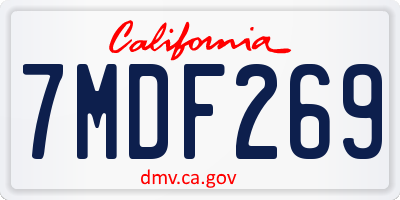 CA license plate 7MDF269