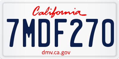 CA license plate 7MDF270