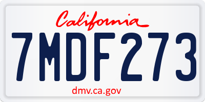 CA license plate 7MDF273