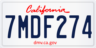 CA license plate 7MDF274