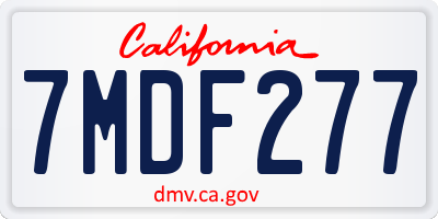 CA license plate 7MDF277