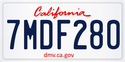 CA license plate 7MDF280
