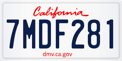 CA license plate 7MDF281