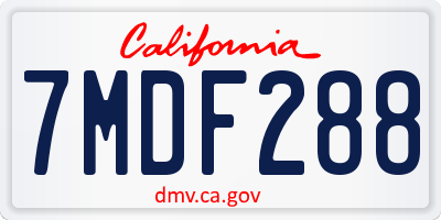 CA license plate 7MDF288