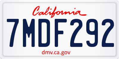CA license plate 7MDF292