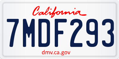 CA license plate 7MDF293