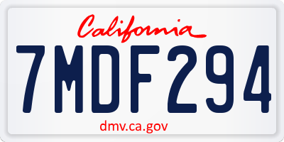 CA license plate 7MDF294