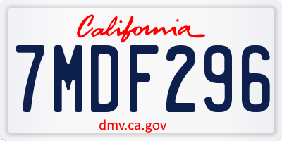 CA license plate 7MDF296