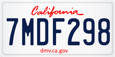 CA license plate 7MDF298