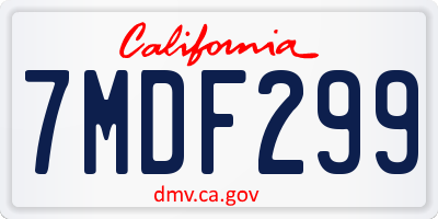 CA license plate 7MDF299