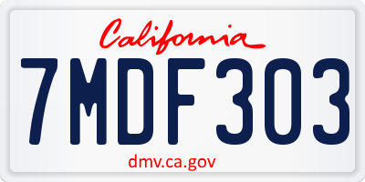 CA license plate 7MDF303