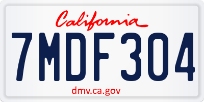 CA license plate 7MDF304