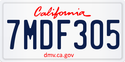 CA license plate 7MDF305