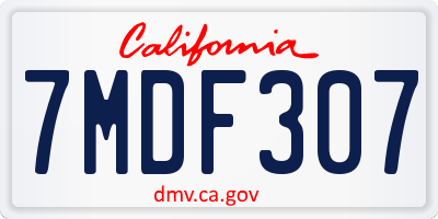 CA license plate 7MDF307