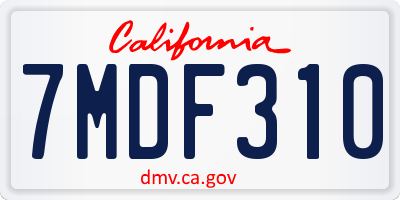 CA license plate 7MDF310