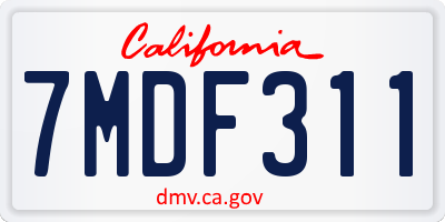 CA license plate 7MDF311