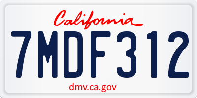 CA license plate 7MDF312
