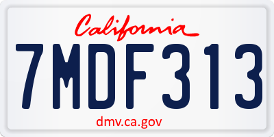 CA license plate 7MDF313