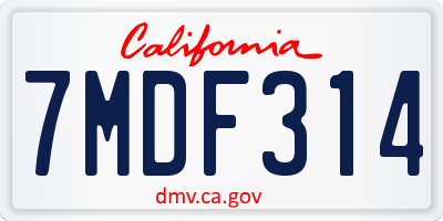 CA license plate 7MDF314