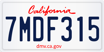 CA license plate 7MDF315
