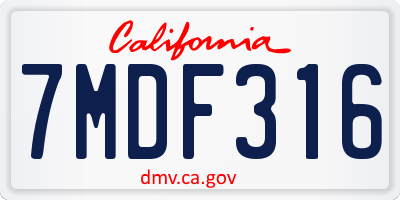 CA license plate 7MDF316