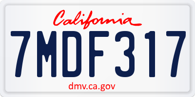 CA license plate 7MDF317
