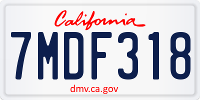 CA license plate 7MDF318