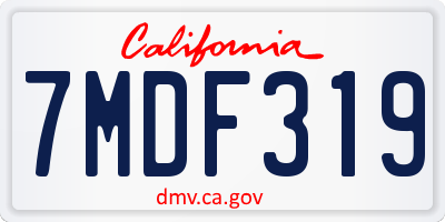 CA license plate 7MDF319