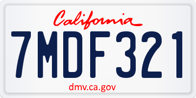 CA license plate 7MDF321