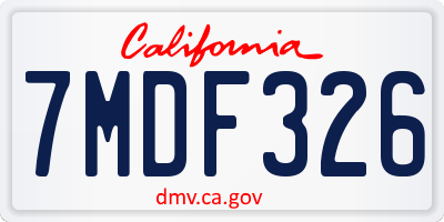 CA license plate 7MDF326