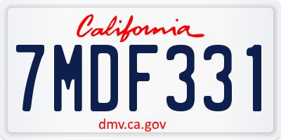 CA license plate 7MDF331