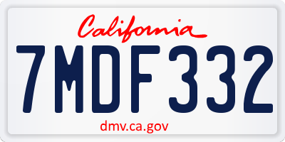 CA license plate 7MDF332