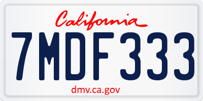 CA license plate 7MDF333