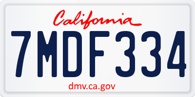 CA license plate 7MDF334