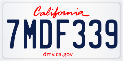 CA license plate 7MDF339