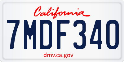 CA license plate 7MDF340