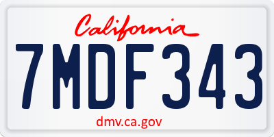 CA license plate 7MDF343