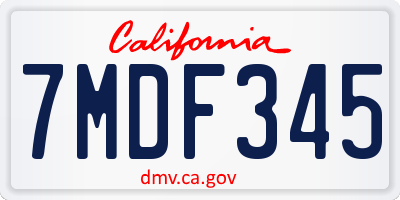 CA license plate 7MDF345