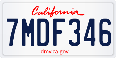 CA license plate 7MDF346
