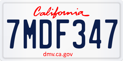 CA license plate 7MDF347