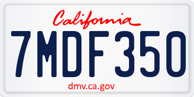 CA license plate 7MDF350
