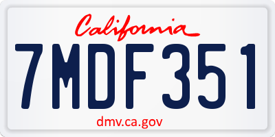 CA license plate 7MDF351