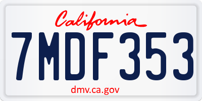 CA license plate 7MDF353